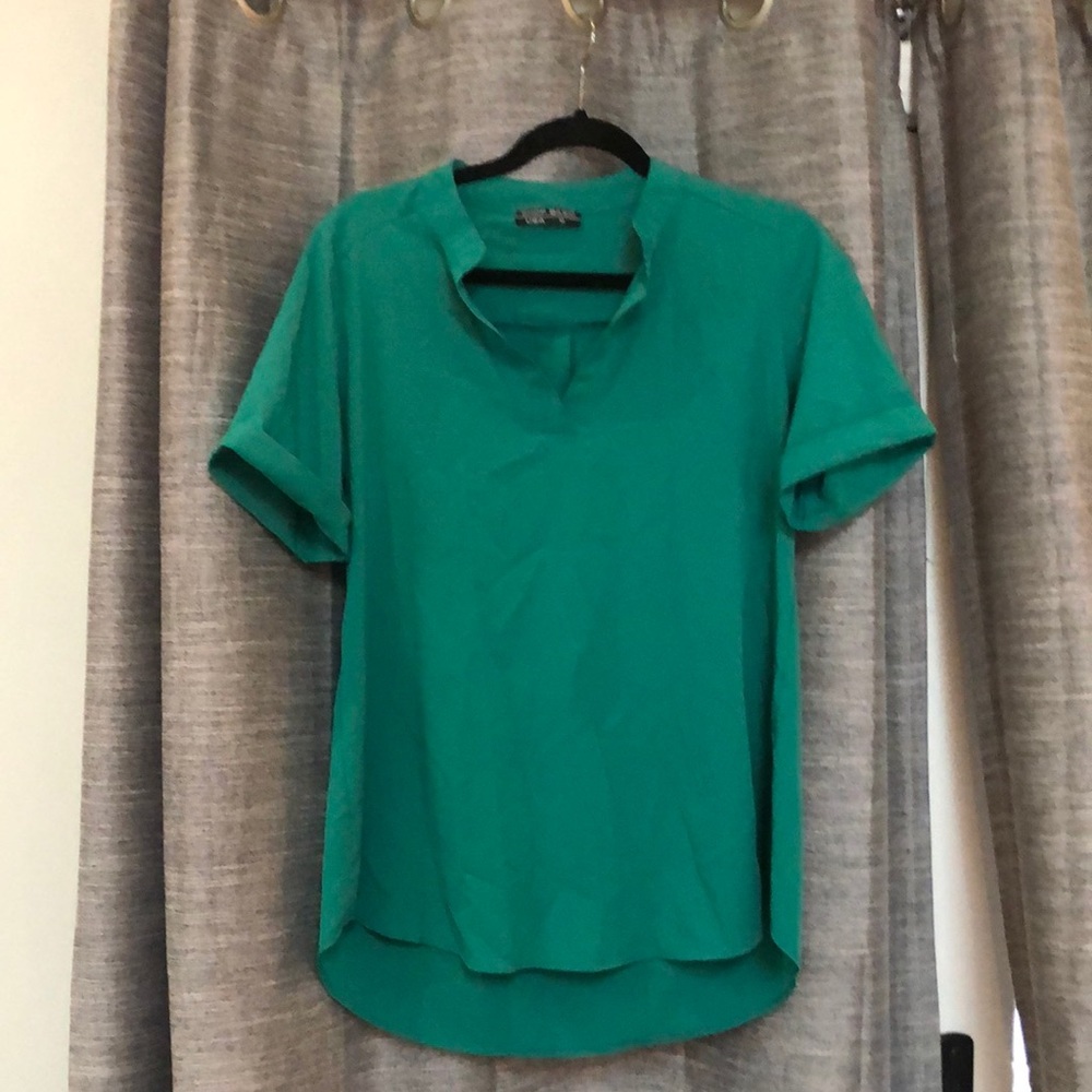 Green split neck blouse Jenny Boston